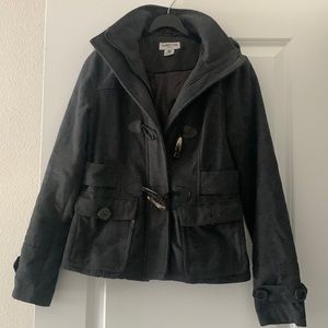 Winter coat bought from Nordstrom XS. 100% polyester. Machine washable.